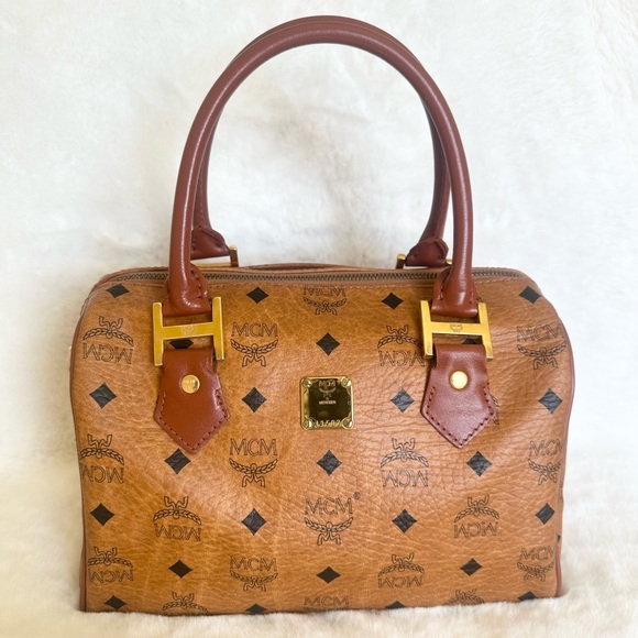 MCM Handbags - MCM Cognac Visetos Satchel